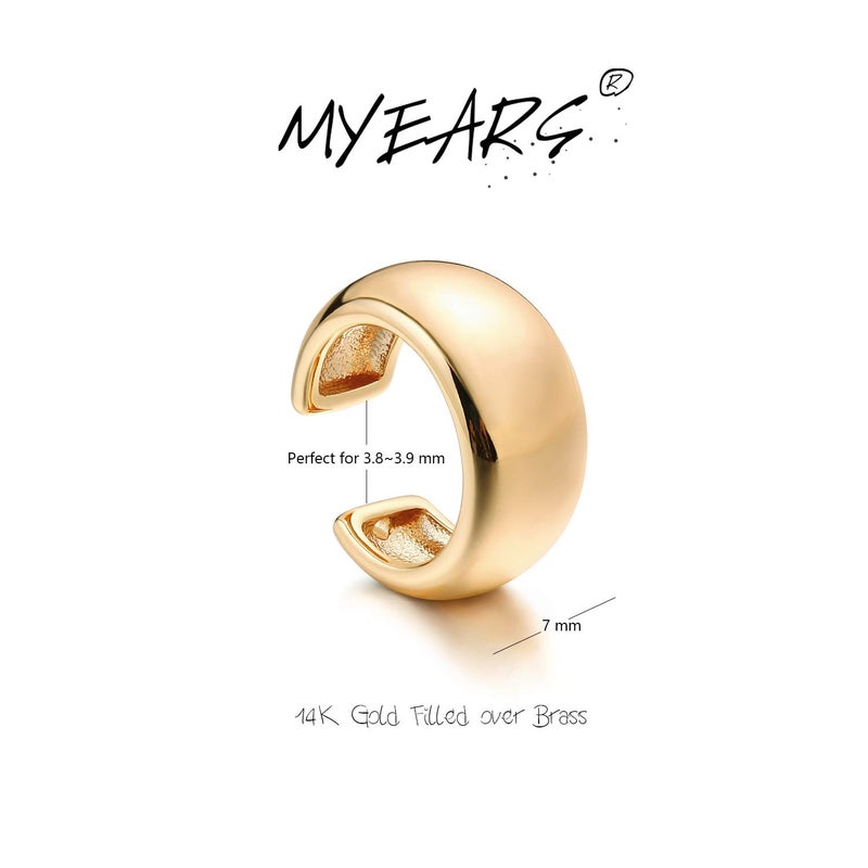 MYEARS Women's 14K Gold Filled Wrap Hoop Earring, 3.8-3.9mm, 7mm Band, Non-Pierced - Image 5
